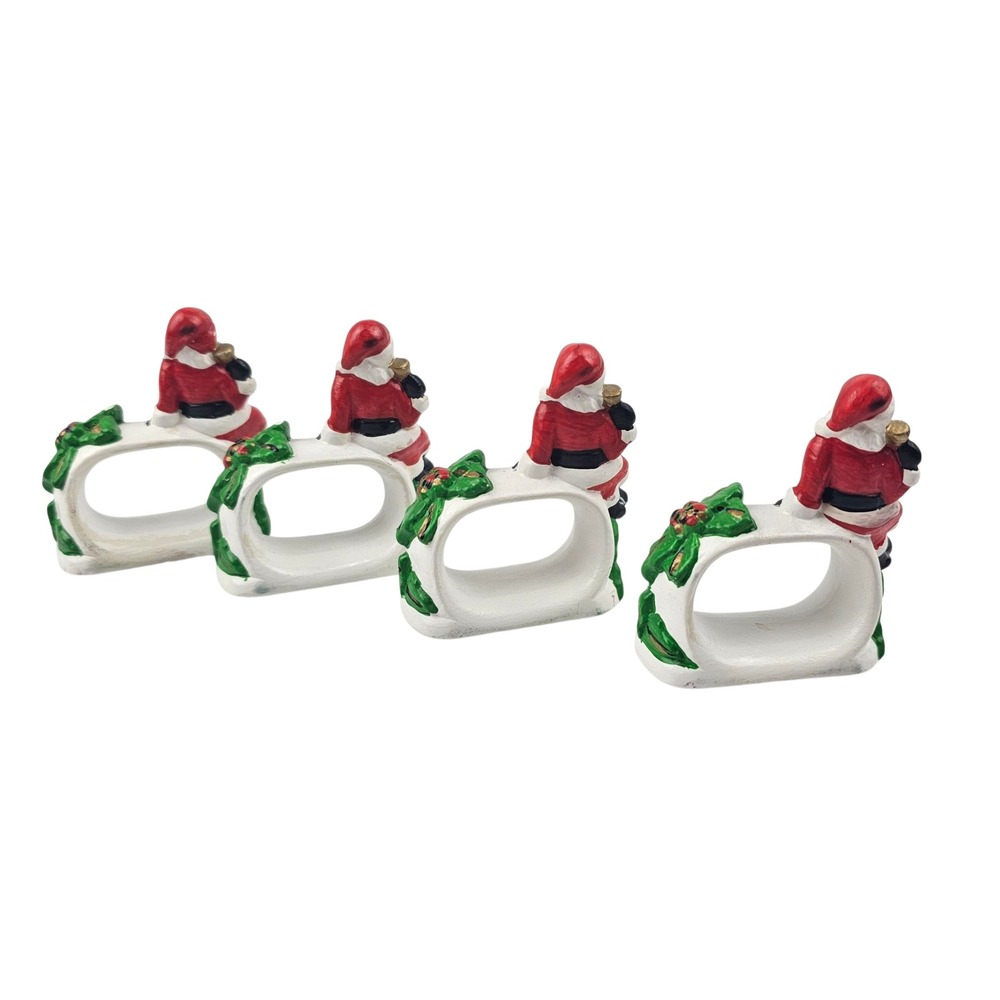 Santa Claus Napkin Rings Set of 4 Christmas Holiday Table‎ Decor Vintage BH 81